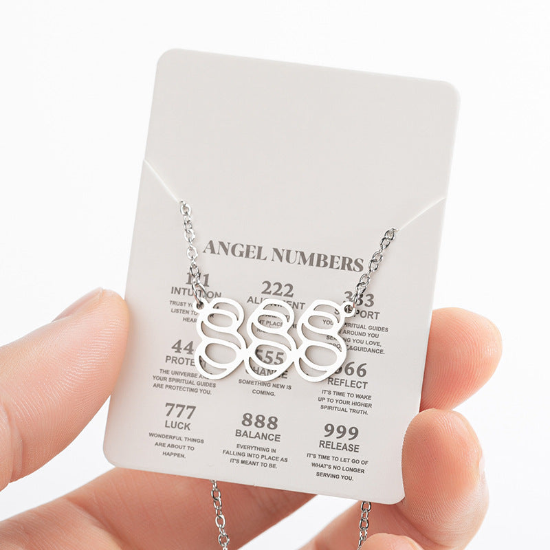 Angel Number Sweater Chain, Vintage 000-999 Stainless Steel Pendant Necklace Wholesale - wallojewerly 