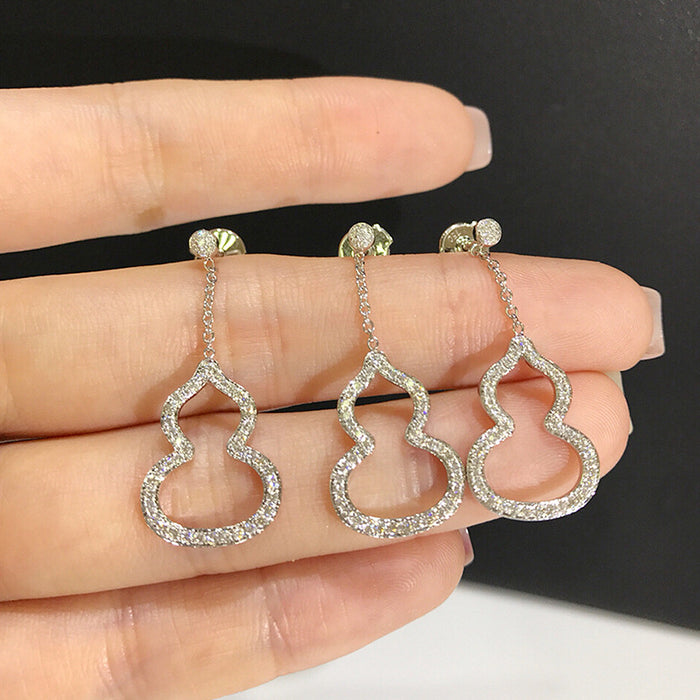 Chinese style earrings super shiny zircon earrings