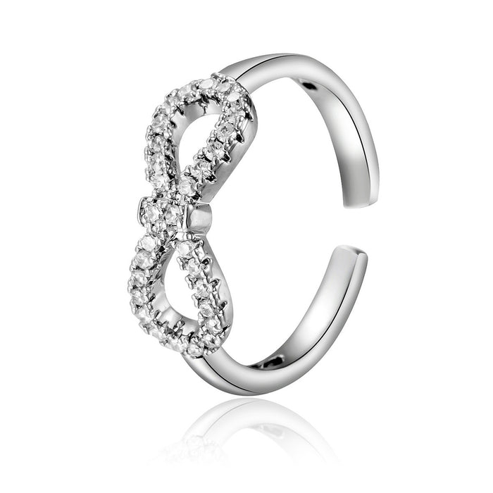 Wholesale copper micro-set zircon bow infinity love ring