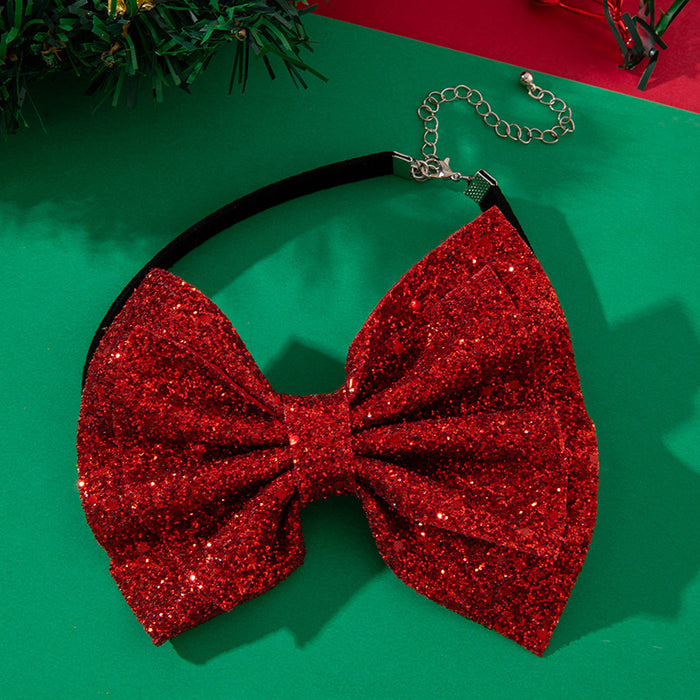 Christmas Velvet Bow Necklace - Cute and Creative Holiday Jewelry for Women