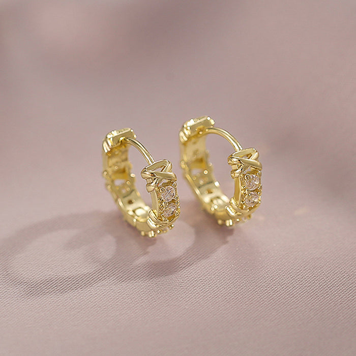 Retro diamond earrings, fashionable European and American style earrings