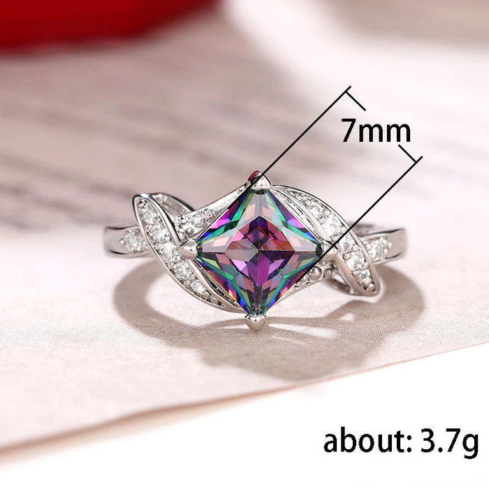Colorful zircon ring personality party accessories