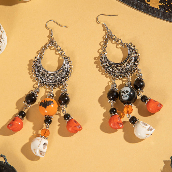 Halloween bat skull earrings dark style beaded earrings