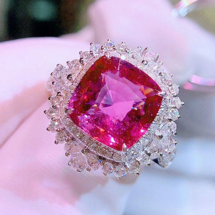 Colored gemstone ring imitation ruby anniversary accessories