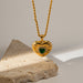 18K Gold-Plated Stainless Steel Zircon Necklace - Vintage Heart Pendant Titanium Steel Jewelry for Women - wallojewerly 