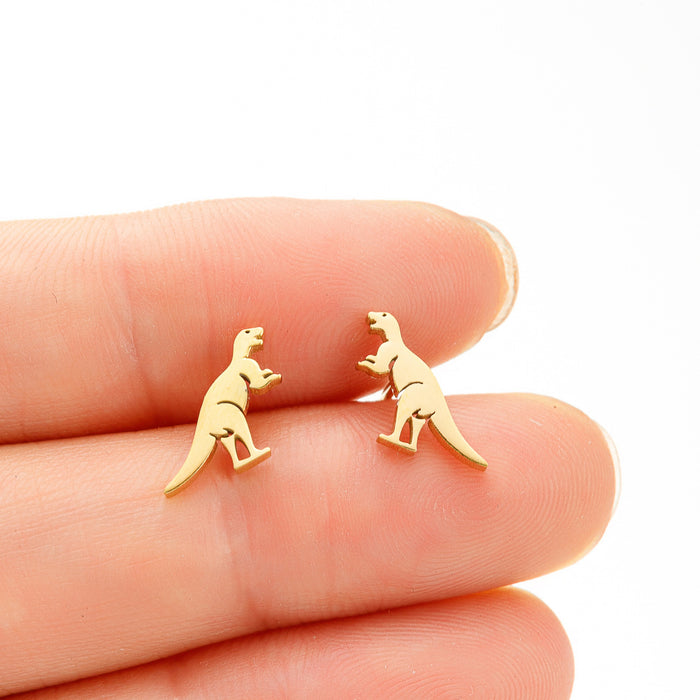 Dinosaur Stainless Steel Stud Earrings - Fun and Playful Animal Jewelry