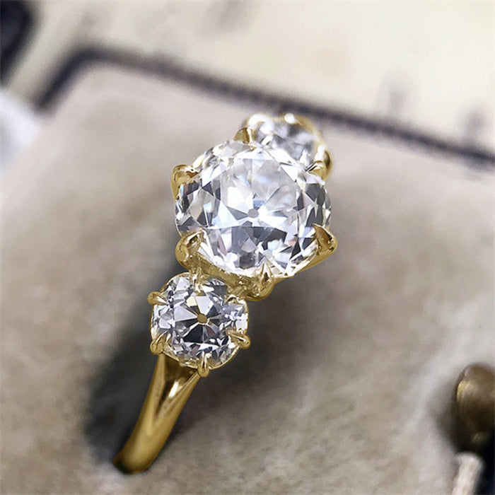 Two-color electroplated zircon ring for women ins new style ring jewelry