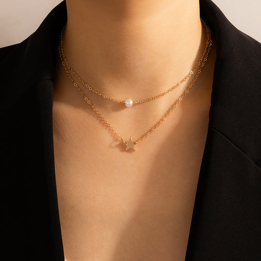 Collar de perlas con forma de estrella de moda: estilo coreano con un toque de elegancia