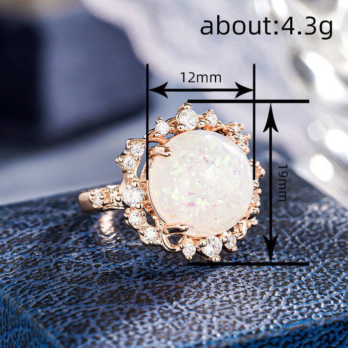 Women's micro-inlaid shiny round ring