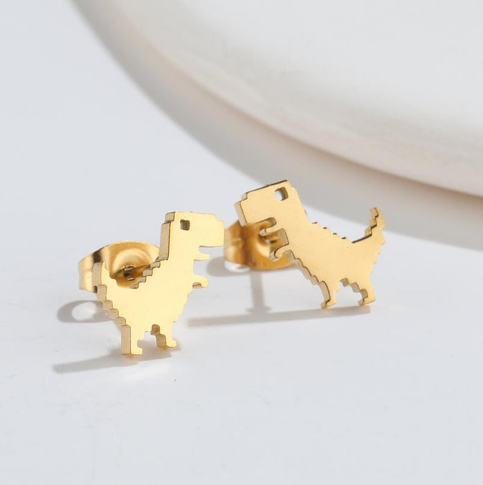 Pendientes de dinosaurio Tyrannosaurus Rex, mini pendientes sencillos de acero inoxidable de animales pequeños, nuevos pendientes de comercio electrónico transfronterizo