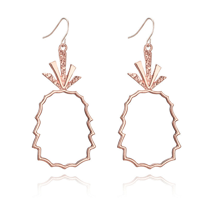 Big circle pineapple letter gold geometric earrings