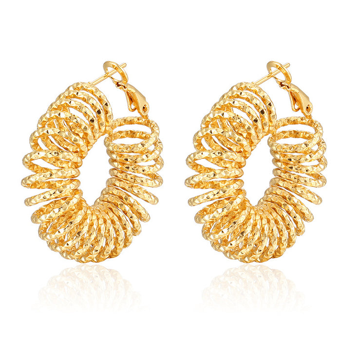 18K gold stainless steel hoop earrings, trendy and exaggerated retro all-match earrings for women