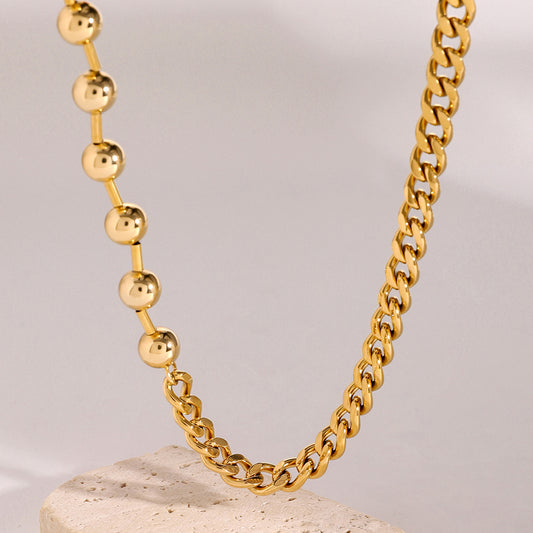 High-End Gold-Plated Stainless Steel Necklace - Electroplated Titanium Steel Clavicle Chain for Women