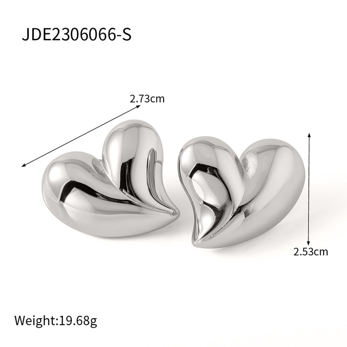 18K Gold Plated Stainless Steel Exaggerated Heart Earrings - Stylish Fashion Jewelry