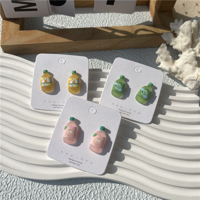 Creative beverage bottle earrings internet celebrity cute earrings