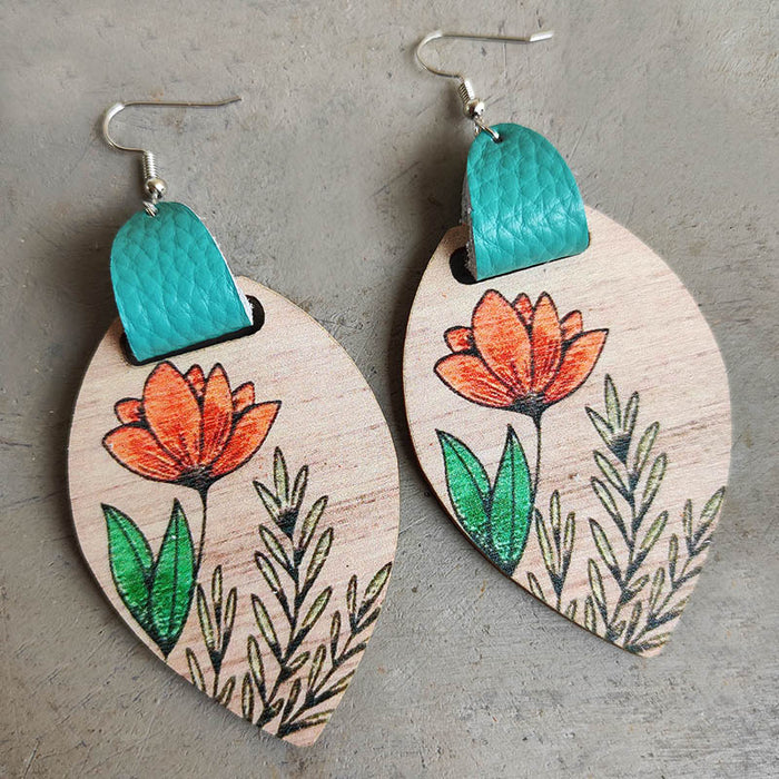 Wooden flower earrings