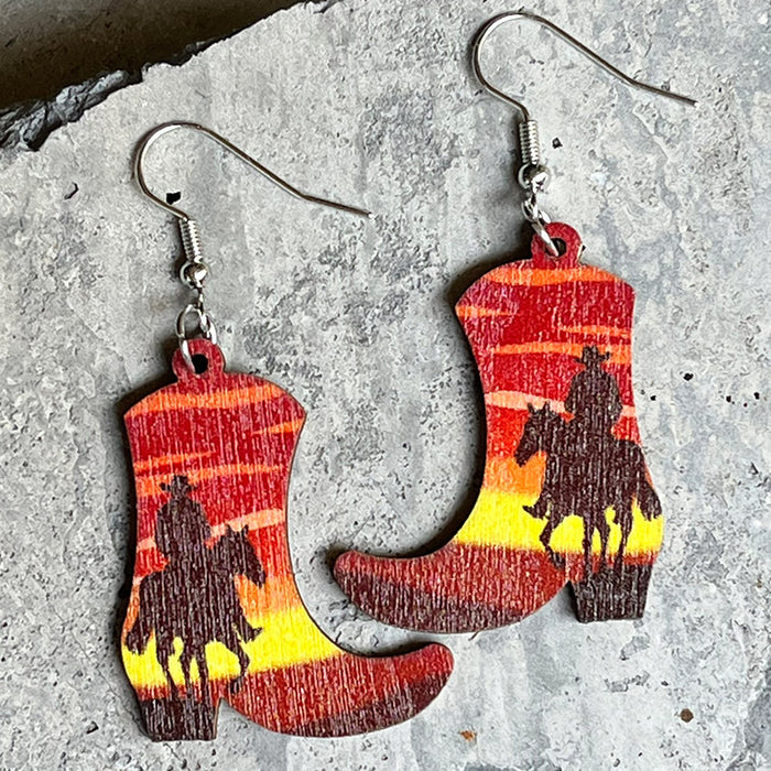 Wooden boot earrings