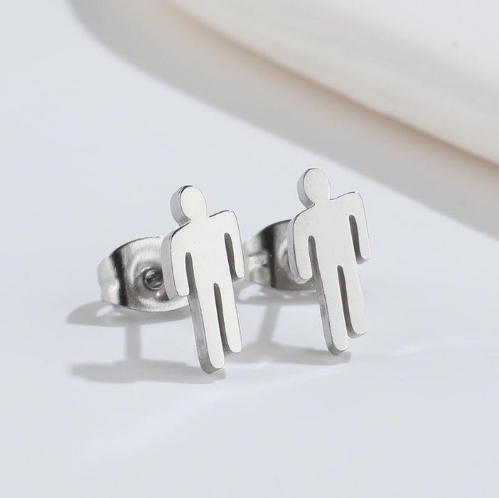 Cartoon Character Stainless Steel Stud Earrings - Cute and Fun Jewelry for Couples