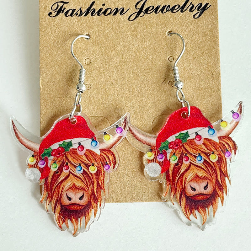 Christmas Animal Earrings with Cat, Rabbit, Frog, and Dog Designs