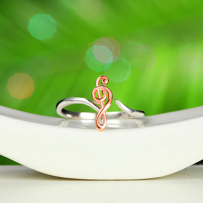 Two-color musical note copper ring, creative and simple color separation open ring