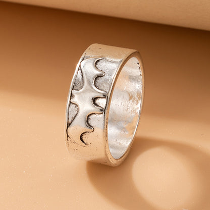 Exaggerated punk hip-hop style cartoon snake fox moon ring