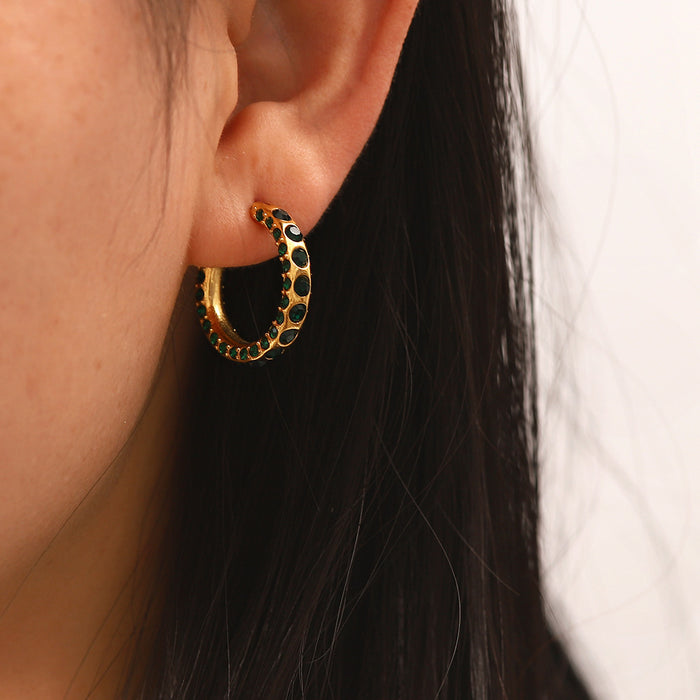 Micro-Paved Zircon Hoop Earrings - Fashionable Non-Fading Circle Earrings for Women