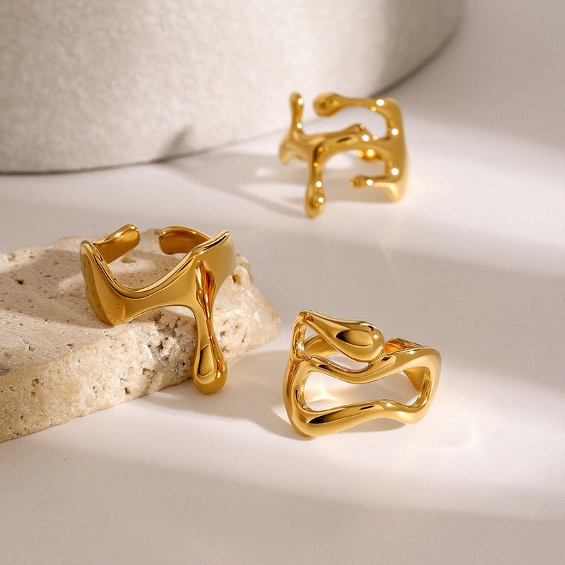 18k gold stainless steel open ring