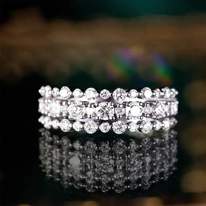 Starlight shining ring, shining multi-layer hip-hop small row diamond small tail ring