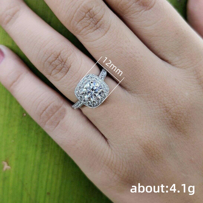 Anillo de oro blanco bañado en cobre con circonitas, anillo de bodas clásico europeo y americano