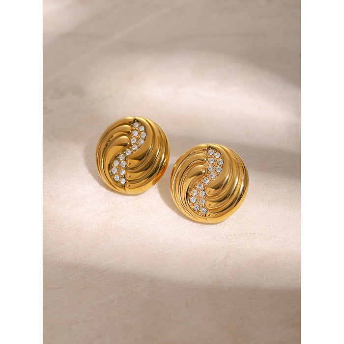 Pendientes de acero inoxidable chapado en oro de 18 quilates con forma de lágrima en espiral y circonitas: las joyas más vendidas para mujeres