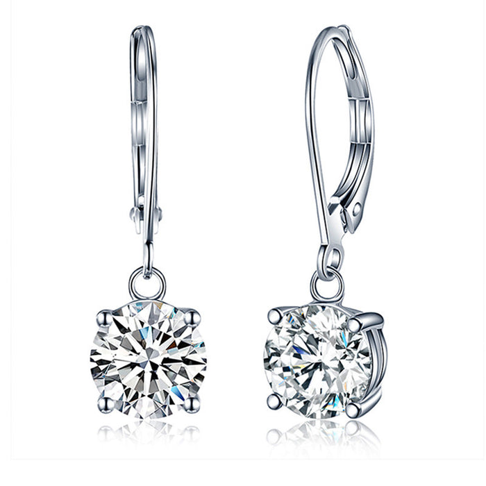 Classic four-claw zircon earrings