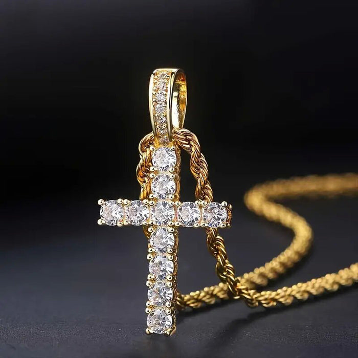 Classic cross micro-inlaid pendant unisex necklace