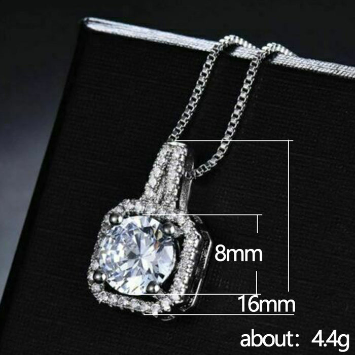 Korean style simple square diamond zircon women's clavicle necklace