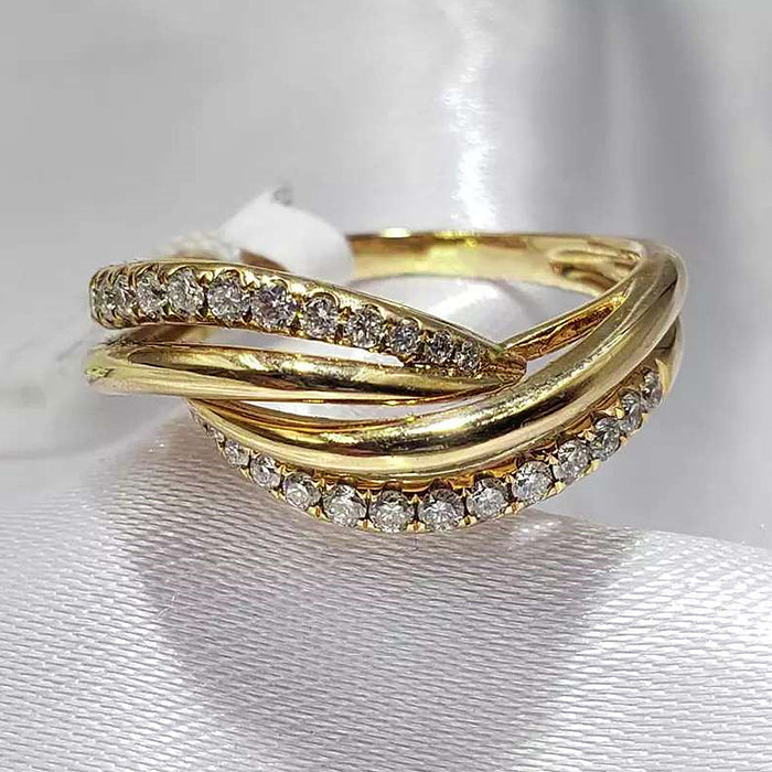 Anillo de circonita de una sola fila, joyería popular de comercio exterior