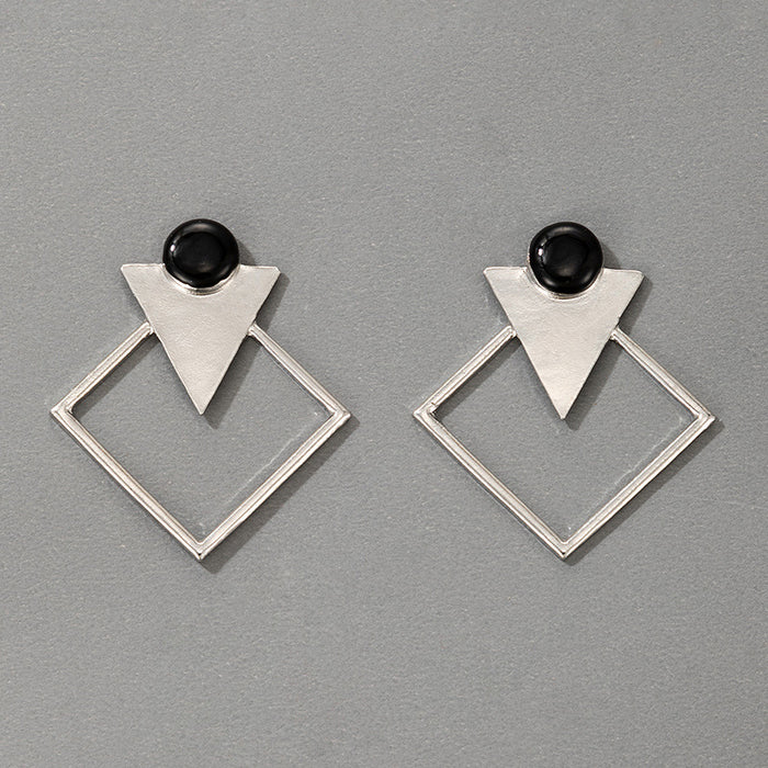 Pendientes de temperamento con forma de triángulo y forma geométrica de diamante cuadrado