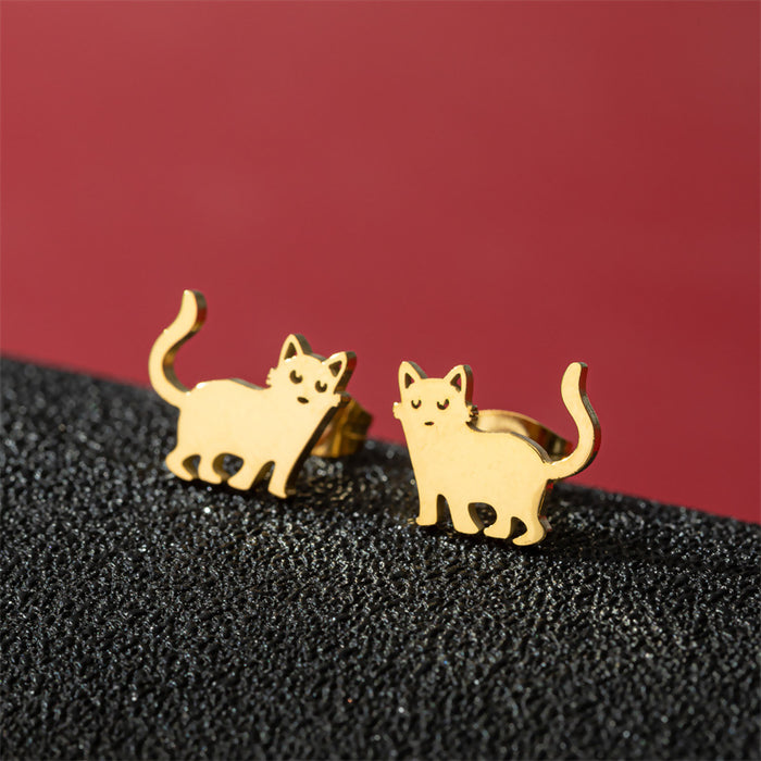 Mini Cat Paw Stainless Steel Stud Earrings - Adorable Pet Jewelry for Animal Lovers