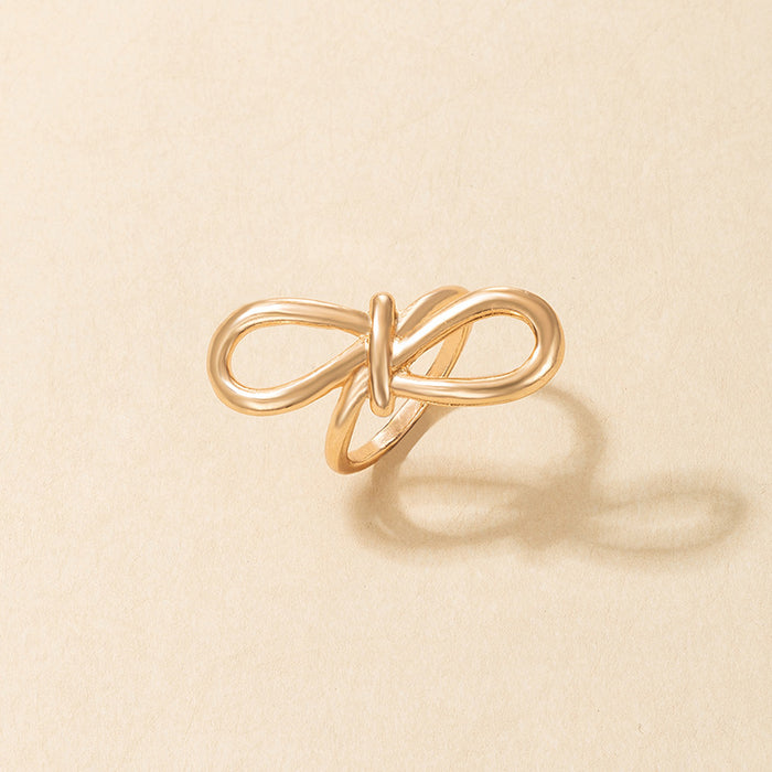 Minimalist Geometric Bow Knot Ring - Fashionable Simple Line Rings for Women