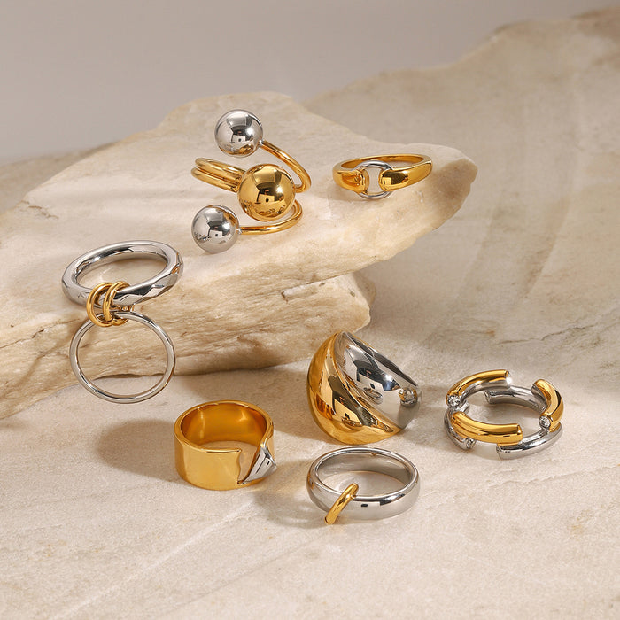 Stainless steel color-block ring