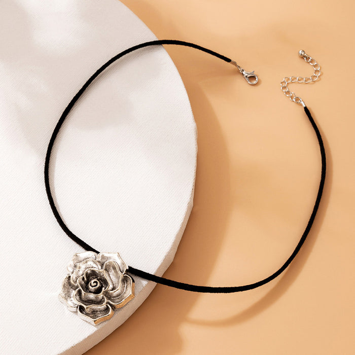 Rose Pendant Necklace with 3D Flower Design for Amazon