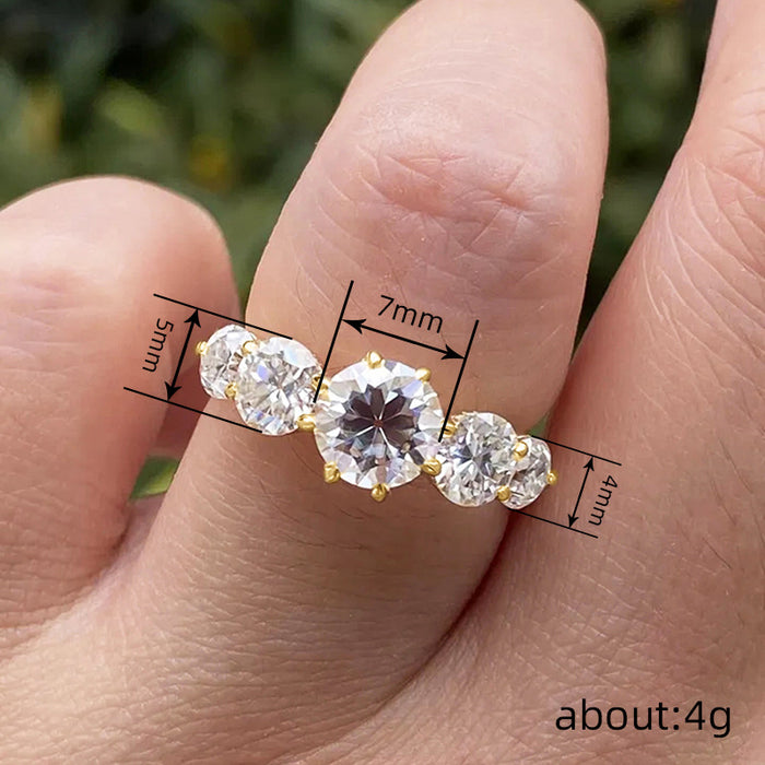 Zircon round inlaid zircon geometric ring women's light luxury wedding style