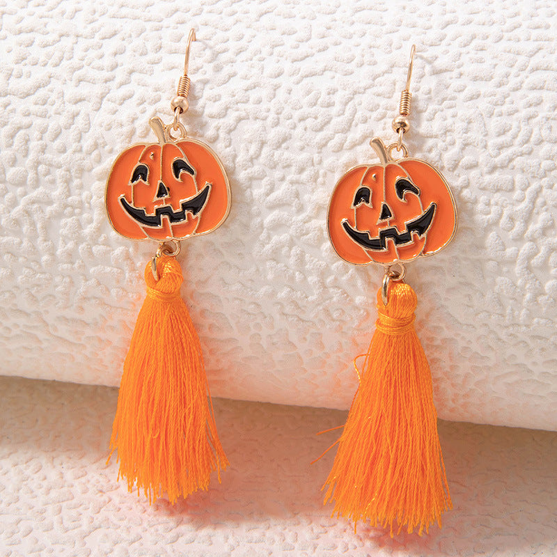 Halloween skull ear hook spray paint bow earrings