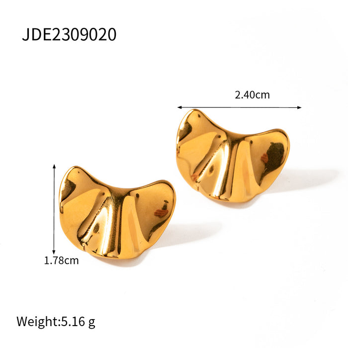 Pendientes de acero inoxidable chapado en oro de 18 quilates con textura irregular de Cross-Border: joyería de acero de titanio