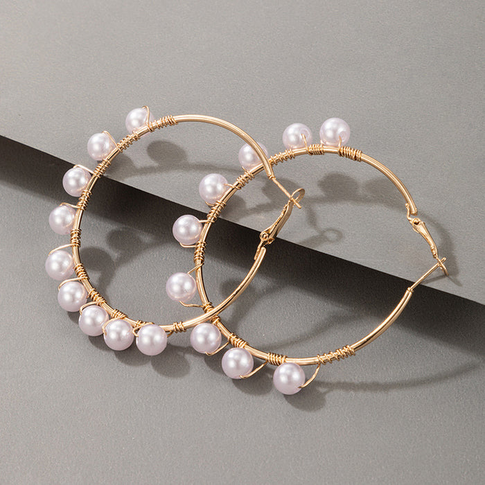 OL Temperament Alloy Pearl Earrings Irregular Beaded Earrings