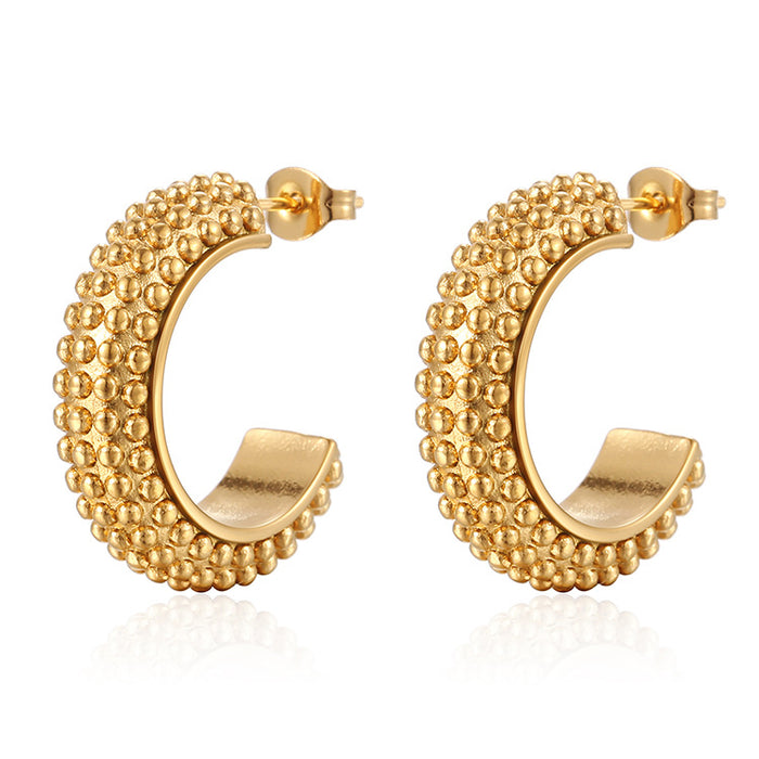 Pendientes minimalistas personalizados de acero inoxidable en forma de C pendientes de mujer de acero titanio oro 18K