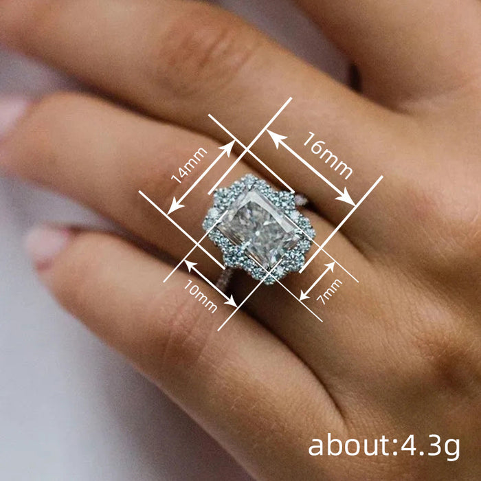 Zircon Palace Princess Geometric Ring Women's Exaggerated Light Luxury