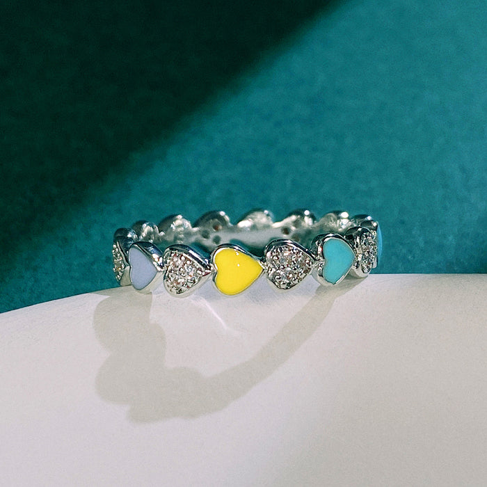 Colorful love dripping glue ring niche design ring