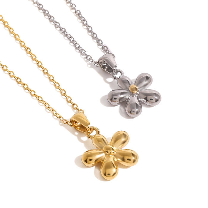 Stainless steel flower pendant necklace clavicle chain titanium steel necklace