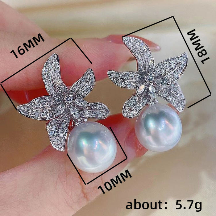 Cute starfish zircon earrings