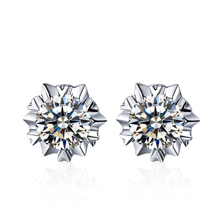 Pendientes de circonitas con copos de nieve y diamantes para mujer