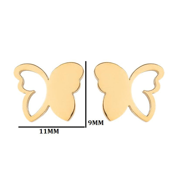 Butterfly earrings, double stainless steel female models small fresh hollow Korean style wings Yiwu small commodity wholesale